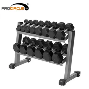 ProCircle Custom Logo Low Price Cast Iron Fitness Rubber Dumbbell Hex Set Gym Free Weight
