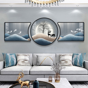 Commercio all'ingrosso nordico 3 pezzi decorazione per la casa di cristallo immagine in porcellana con cornice di vetro diamante da parete arte dipinti moderni per il soggiorno - Product Image 5