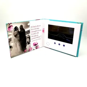 Boîte vidéo de mariage à écran LCD numérique Boîte à fleurs 7 pouces Fournisseurs d'emballages Brochure Vidéo de signification en brochure