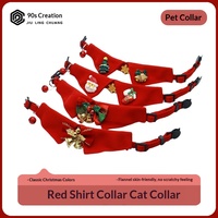 Collier pour chat en coton-polyester de style chinois, motif monochrome, avec clochettes et éléments de Noël, coloris rouge, pour animaux de compagnie