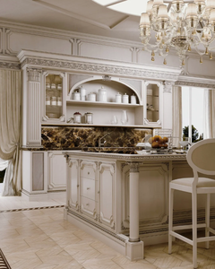 Gabinete Retro Gabinete Clásico Francés Gabinete de Cocina Personalizado Pintado Plata Tallado Personalizado Lujo Barroco - Product Image 5