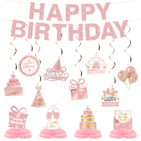 Meilleures ventes - Ensemble de décoration d'anniversaire en or rose scintillant - Fournitures pour fête d'anniversaire pour filles et femmes - Célébration