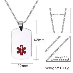 Collar Médico Personalizado con Grabado de Información de Emergencia para Mujeres y Hombres, Chapado en Oro, Acero Inoxidable, Venta al por Mayor, OEM/ODM - Product Image 2