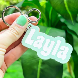 Tên tùy chỉnh <span class=keywords><strong>Keychain</strong></span> Retro Acrylic keyrings Ba lô Tên tag tã Túi tag trẻ em cá nhân Keyring văn bản móc khóa nhựa - Product Image 5