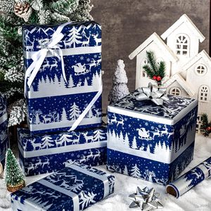 Christmas Wrapping Paper Jumbo Roll Blue Silver Sleigh Forest Scene 250 Sq Ft Recyclable Gift Craft Use - Product Image 5