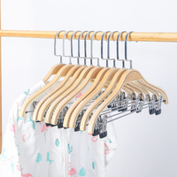 Cintres en bois robustes pour vêtements et pantalons avec crochet antirouille et 2 pinces réglables, cintre en bois antidérapant