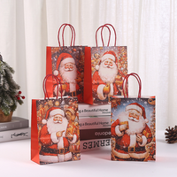 Tas Kado Kertas Kraft Natal, Tas Belanja Kertas Cetak Offset untuk Lilin, Kerajinan, dan Souvenir Pesta