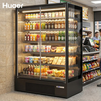 Réfrigérateur vertical de présentation ouvert, type « Grab and Go », pour fruits et légumes, avec rideau de nuit, idéal pour supermarchés
