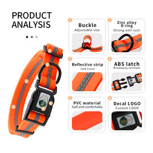Collar de Perro Personalizado 2025, Nuevo, al por Mayor, Impermeable, Reflectante, Recubierto de PVC, con Patrón Sólido, Cinta de Nailon, Desmontable - Product Image 5
