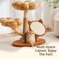 Vente en gros usine Arbre à chat moderne de luxe avec motif floral, Maison pour animaux, Lit doux pour chat, Poste à gratter en sisal pour grimper et sauter, en bois massif pour