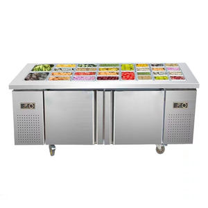 Table de préparation réfrigérée pour réfrigérateur, table de bar à salades, comptoir réfrigérant, équipement de congélation, acier inoxydable, 2 portes - Product Image 2