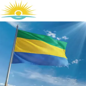 Sunshine Custom Banderas de Gabón 3x5 pies logo verde amarillo azul bandera Intercambio Mano ondeando coche Gabón países banderas nacionales