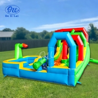 Château gonflable d'extérieur Delilai avec toboggan aquatique et pistolets à eau, en PVC, capacité 8 personnes, installation facile