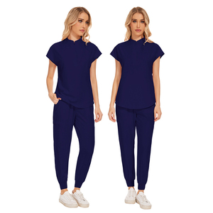 42015 Uniformes médicaux tissés personnalisés et confortables avec col zippé, tailles plus, pantalons de travail pour le personnel médical - Product Image 3