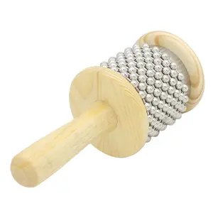 Strumento a percussione per agitatore a mano Pop con catena e cilindro in metallo Cabasa in legno da 6CM per l'aula