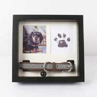 Cadre photo carré en bois pour empreinte de patte d'animal de compagnie, présentoir de souvenirs