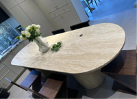 Offre spéciale Mobilier personnalisé Carreaux de comptoir de table à café en pierre de marbre travertin beige