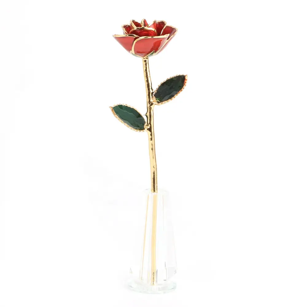 Rose d'oro regalo di san valentino di alta qualità 24K rose d'oro immerse fornitura diretta in fabbrica buon regalo per le persone-rosso