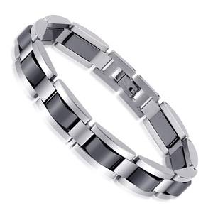 <span class=keywords><strong>Bracelet</strong></span> géométrique en acier inoxydable plaqué noir avec accents en hématite magnétique, design d'inspiration chrétienne, élégant pour un usage quotidien - Product Image 5