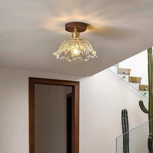 Ventilateur de plafond contemporain avec télécommande, lumière blanche chaude 3500K, Ra80, couvercle en acrylique, base en bois, design suspendu, salon, IP44 - Product Image 1