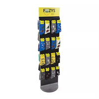 Présentoir à chaussettes pliable en métal personnalisé avec étagère de supermarché et crochets rotatifs pour une organisation pratique