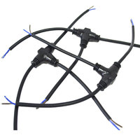 Conector de Cable Impermeable en Forma de T IP65, 1 Extremo Macho y 2 Extremos Hembra, Cable de Extensión de 0.75mm2