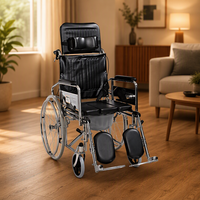 Fauteuil roulant pliable manuel à cadre en acier avec table à manger, léger, pour personnes handicapées, à prix avantageux