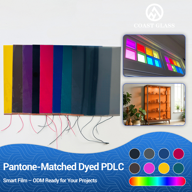 2026 Colored PDLC Smart Film Electrochromic Switchable Privacy Glass Film Custom Color Decorative Environmental Friendly Hotel