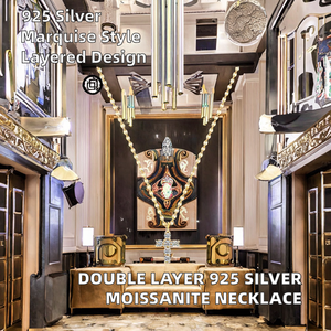 r 925 Silver Necklace for Ladies 3x6mm Marquise Cut 2mm Moissanite <b>Cross</b> Necklace - Product Image 2