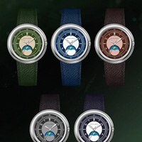 Jam Tangan Quartz SP-UFO Model Terbaru Klasik 5980 Gaya Sport Ultra Tipis Bahan Stainless Steel Kristal Safir dengan Tali Kulit untuk Pria