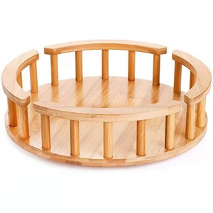 <b>Rotatable</b> Bamboo <b>Spice</b> <b>Rack</b> Kitchen Wooden Oil Can Storage Lazy Susan Multi Function Condiment Holder - Product Image 2