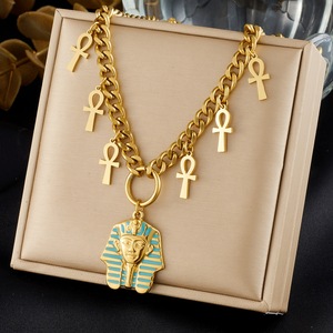 Egyptian Pharaoh Pendant Necklace Gold Plated Stainless Steel <b>Chain</b> Themed Pendants Daily Wear Gift Jewelry - Product Image 1
