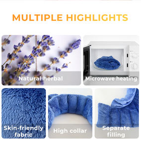 Calentador de cuello y hombros calentado para microondas de lavanda, almohadilla de calentamiento de cuello ponderado para aliviar el dolor, semillas de lino, bolsa de trigo - Product Image 6