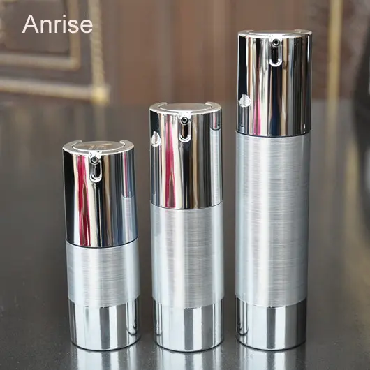 Luxury 15ml 30ml 50ml 80ml 100ml Empty Refill Serum Lotion Skin Care Silver Airless Pump Spray Bottles