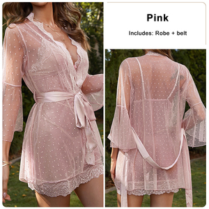 Lingerie confortable à la mode en gros motif de broderie en dentelle douce pyjamas de loisirs séduisants transparents - Product Image 2