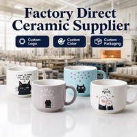 Fournisseur en gros de tasses en céramique mignonnes verres en porcelaine avec motifs de chat et textes d'amour de maman cadeau classique de fête des mères verres