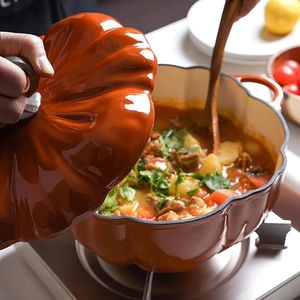 Casserole <span class=keywords><strong>en</strong></span> fonte de haute qualité, style citrouille, pour soupe, ragoût, viande, ustensiles de cuisine multifonctionnels, compatible avec les cuisinières - Product Image 3