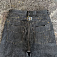 Jeans décontractés pour homme sur mesure, coupe ample, boutons au dos, denim japonais selvedge rétro tendance