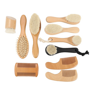 Peigne à cheveux <span class=keywords><strong>en</strong></span> bois de hêtre pour bébé avec fonction de massage, outil de coiffure portable - Product Image 1