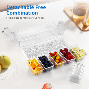 Contenitore per condimenti ghiacciati con 5 contenitori, Server per condimenti con coperchi separati, vassoio da portata con piatti rimovibili - Product Image 6