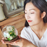 Fleur immortelle de pissenlit, fleurs éternelles naturelles conservées dans un dôme en verre, roses pour la saint-valentin, coffret cadeau, vente en gros