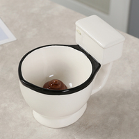 QIHE Mignonne tasse en céramique 3D en forme de toilettes blanches, style nordique, 300 ml, qualité AB, pour thé, lait, crème glacée, amusante pour la maison et le bar