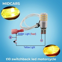 Ampoule LED T10 pour moto, lumière bicolore, blanc ambre, pour clignotant, indicateur DRL, mise à niveau avec faisceau de câbles