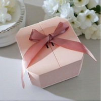 Boîte cadeau carrée pour la Saint-Valentin avec double porte en papier kraft rose, emballage pour dragées de mariage, bonbons, chocolats, cosmétiques et soins de la peau
