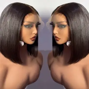 Cheap Raw Brazilian Virgin Hair Bone Straight Short Bob Wigs Human Hair Lace Front Wigs Glueless Hd Lace Frontal Wigs Human Hair