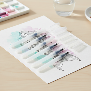 Lot <span class=keywords><strong>de</strong></span> 3 pinceaux à eau rechargeables en plastique blanc, pointe fine, poils plats en nylon pour aquarelle, calligraphie et loisirs créatifs - Product Image 3