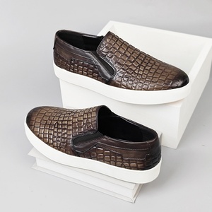 Men's Trendy Full-Grain Leather Slip-On Walking Shoes British Retro Korean-Style Handmade Sporty-Casual Comfort Breathable Print - Product Image 6