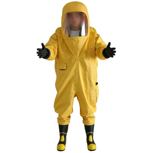 Combinaison de protection chimique jaune/rouge robuste et étanche aux gaz avec sac de transport SCBA pour opérations anti-incendie et produits chimiques dangereux - Product Image 1