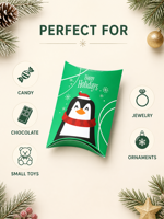 Boîtes cadeaux en papier de qualité alimentaire auto-assemblables pour Noël, 4 designs, emballage pour bonbons et friandises de fête, jetables, impression personnalisable