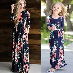 2025 Spring Women Elegant Floral Print Maxi Dress Mommy <strong>and</strong> <strong>Me</strong> Long Printed Cute Baby Dresses Clothing Mommy <strong>and</strong> <strong>Me</strong> <strong>Outfits</strong> - Product Image 3